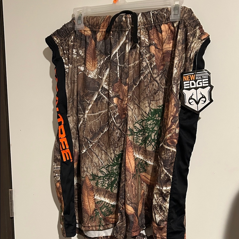 Camo Athletic Shorts with Orange Accents